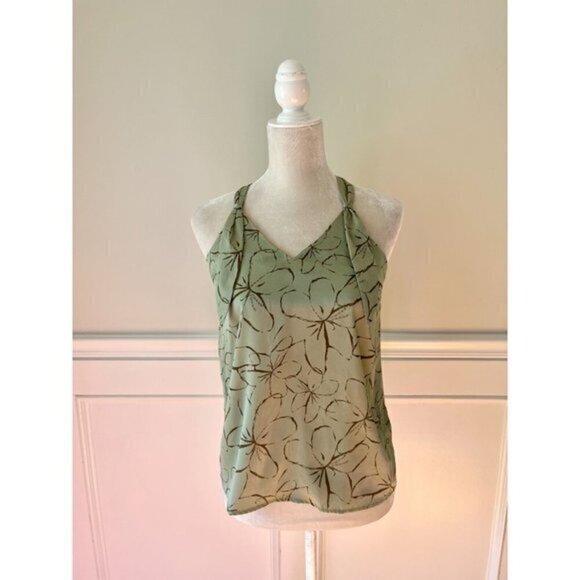 Mossimo Green Floral Print Racerback Tank XS - Picture 1 of 5